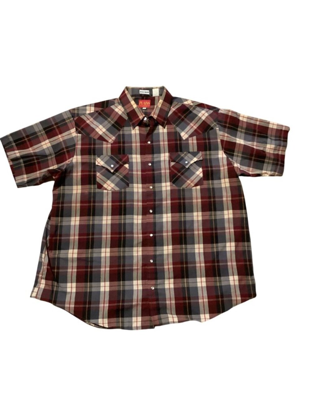 Plains Western Wear Bog Man Men's 2X Tan/Red Plaid Short Sleeve Pre-Owned NICE